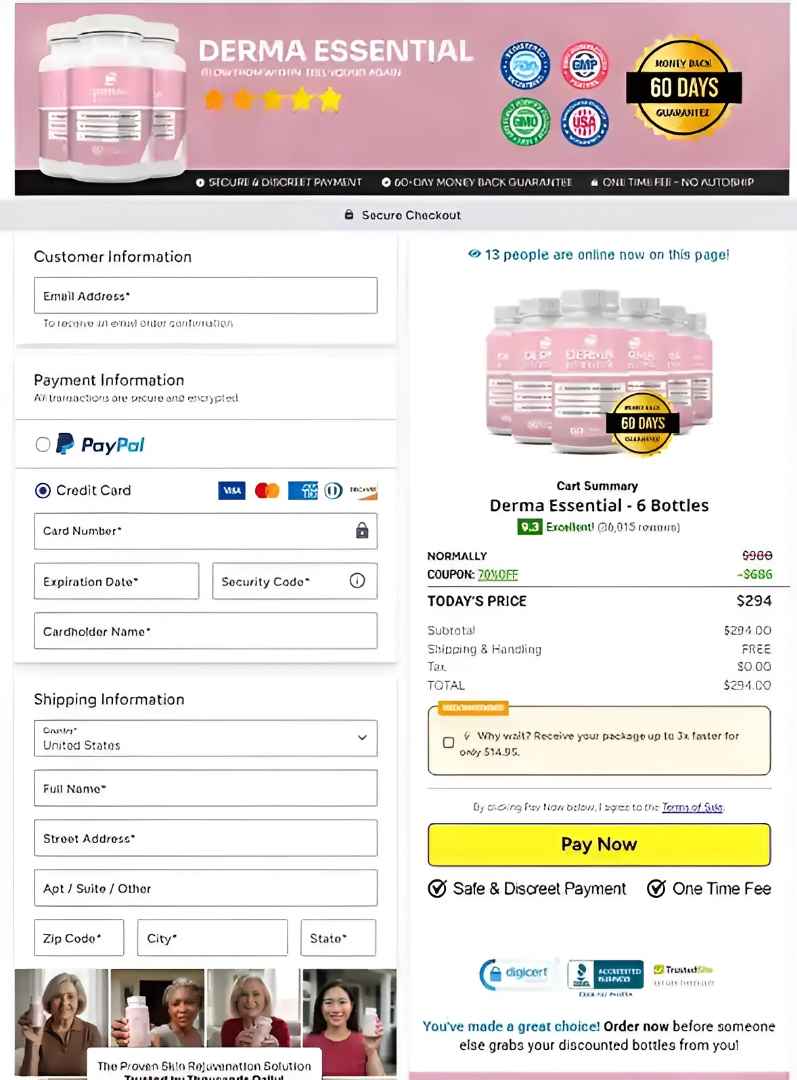 Derma Essential order page